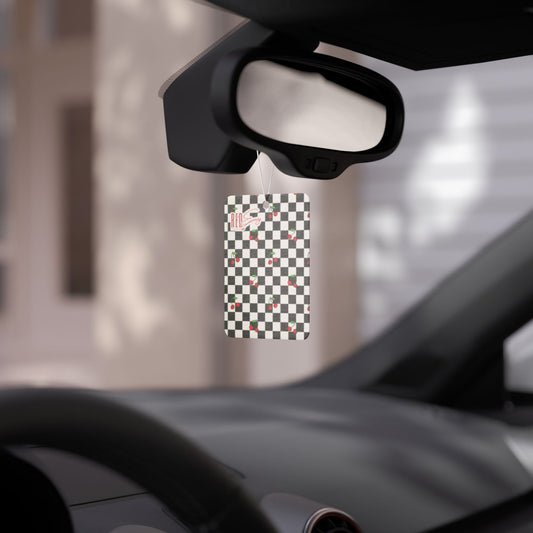 Checkered Cherry Car Air Freshener
